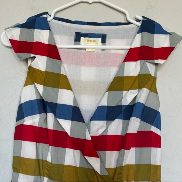 Anthropologie Maeve Cricket Club Big Gingham Check Plaid Dress Size 2 - Picture 4 of 13
